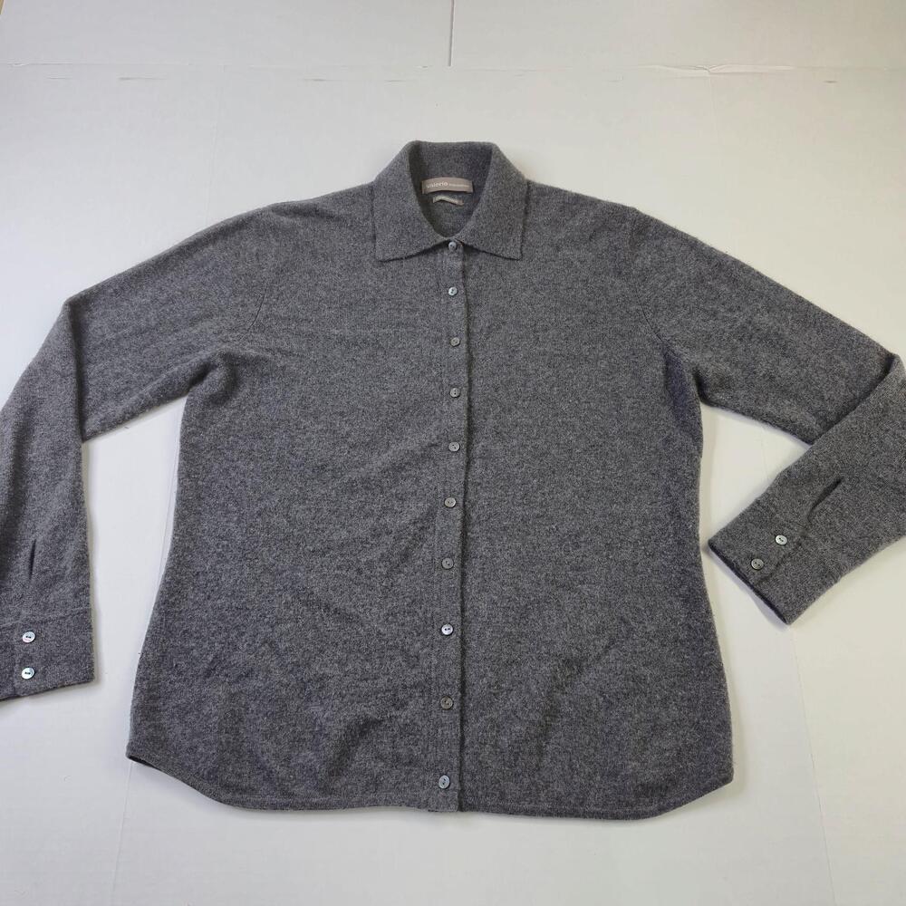 Vintage Valerie Separates Sweater Womens Large Gray Cashmere Collared Cardigan